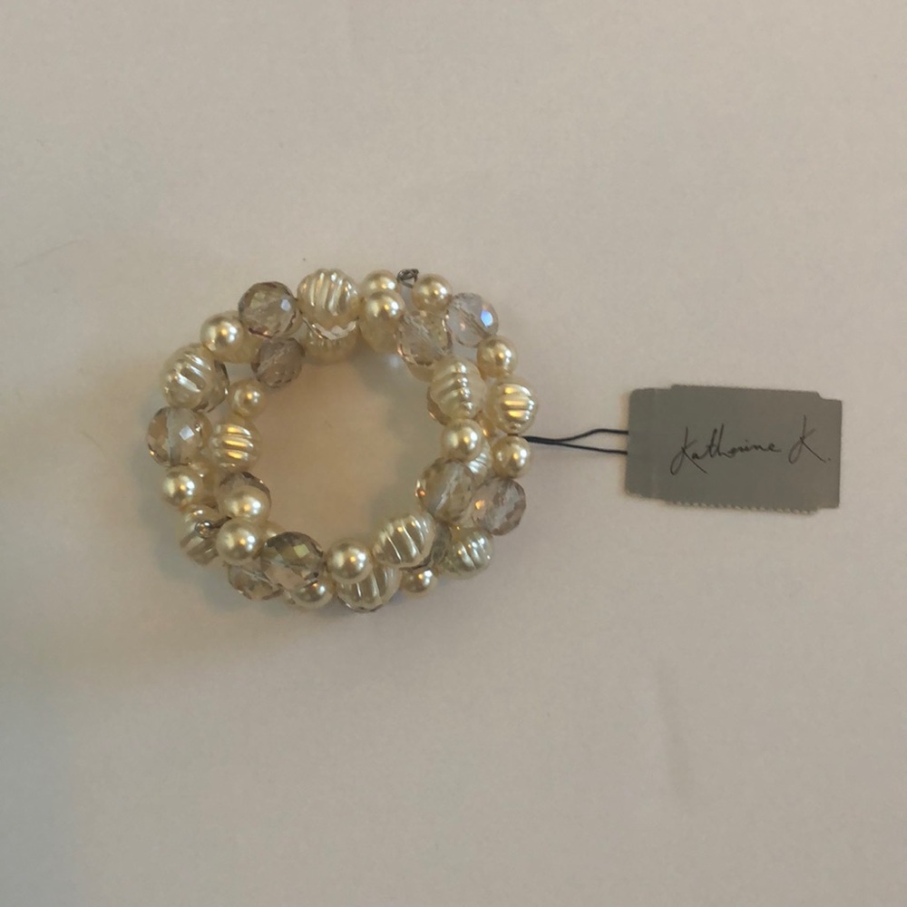 NWT 4-tiered Bracelet with Faux Pearls, Beads